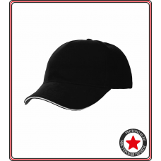 Бейсболка на липучке чёрная с белым кантом