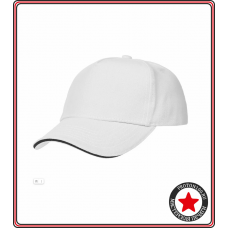 Бейсболка на липучке белая с чёрным кантом